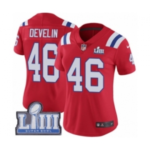 Women's Nike New England Patriots #46 James Develin Red Alternate Vapor Untouchable Limited Player Super Bowl LIII Bound NFL Jersey