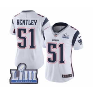 Women's Nike New England Patriots #51 Ja'Whaun Bentley White Vapor Untouchable Limited Player Super Bowl LIII Bound NFL Jersey