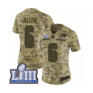 Women's Nike New England Patriots #6 Ryan Allen Limited Camo 2018 Salute to Service Super Bowl LIII Bound NFL Jersey