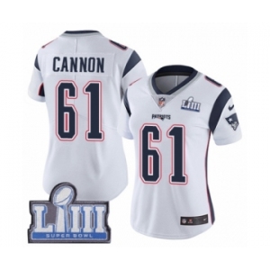 Women's Nike New England Patriots #61 Marcus Cannon White Vapor Untouchable Limited Player Super Bowl LIII Bound NFL Jersey