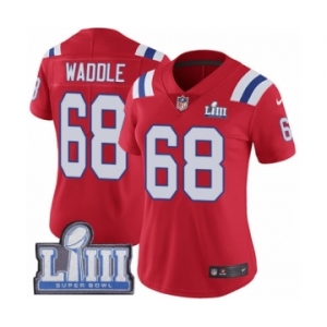 Women's Nike New England Patriots #68 LaAdrian Waddle Red Alternate Vapor Untouchable Limited Player Super Bowl LIII Bound NFL Jersey