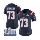 Women's Nike New England Patriots #73 John Hannah Limited Navy Blue Rush Vapor Untouchable Super Bowl LIII Bound NFL Jersey