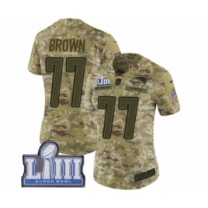 Women's Nike New England Patriots #77 Trent Brown Limited Camo 2018 Salute to Service Super Bowl LIII Bound NFL Jersey