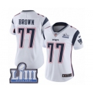 Women's Nike New England Patriots #77 Trent Brown White Vapor Untouchable Limited Player Super Bowl LIII Bound NFL Jersey