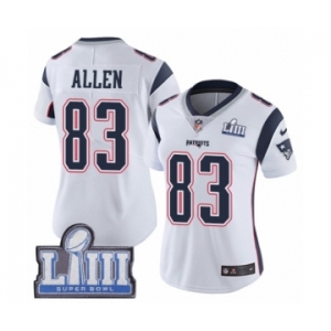 Women's Nike New England Patriots #83 Dwayne Allen White Vapor Untouchable Limited Player Super Bowl LIII Bound NFL Jersey