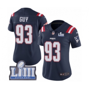 Women's Nike New England Patriots #93 Lawrence Guy Limited Navy Blue Rush Vapor Untouchable Super Bowl LIII Bound NFL Jersey