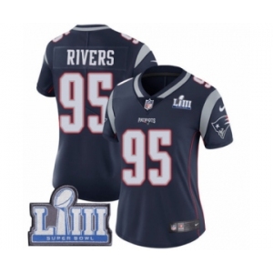 Women's Nike New England Patriots #95 Derek Rivers Navy Blue Team Color Vapor Untouchable Limited Player Super Bowl LIII Bound NFL Jersey