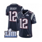 Youth Nike New England Patriots #12 Tom Brady Navy Blue Team Color Vapor Untouchable Limited Player Super Bowl LIII Bound NFL Jersey