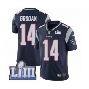 Youth Nike New England Patriots #14 Steve Grogan Navy Blue Team Color Vapor Untouchable Limited Player Super Bowl LIII Bound NFL Jersey