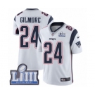 Youth Nike New England Patriots #24 Stephon Gilmore White Vapor Untouchable Limited Player Super Bowl LIII Bound NFL Jersey