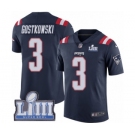 Youth Nike New England Patriots #3 Stephen Gostkowski Limited Navy Blue Rush Vapor Untouchable Super Bowl LIII Bound NFL Jersey