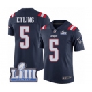 Youth Nike New England Patriots #5 Danny Etling Limited Navy Blue Rush Vapor Untouchable Super Bowl LIII Bound NFL Jersey