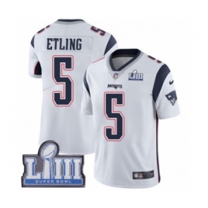 Youth Nike New England Patriots #5 Danny Etling White Vapor Untouchable Limited Player Super Bowl LIII Bound NFL Jersey