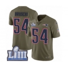 Youth Nike New England Patriots #54 Tedy Bruschi Limited Olive 2017 Salute to Service Super Bowl LIII Bound NFL Jersey