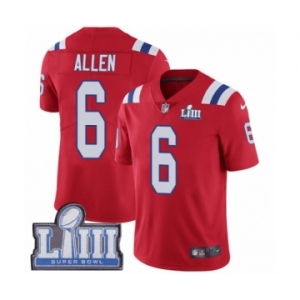 Youth Nike New England Patriots #6 Ryan Allen Red Alternate Vapor Untouchable Limited Player Super Bowl LIII Bound NFL Jersey