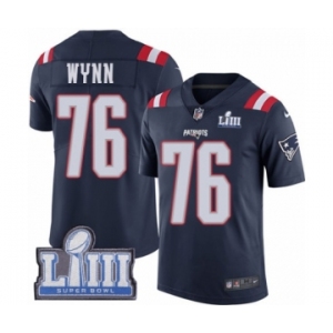 Youth Nike New England Patriots #76 Isaiah Wynn Limited Navy Blue Rush Vapor Untouchable Super Bowl LIII Bound NFL Jersey