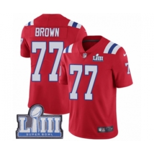 Youth Nike New England Patriots #77 Trent Brown Red Alternate Vapor Untouchable Limited Player Super Bowl LIII Bound NFL Jersey