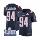 Youth Nike New England Patriots #94 Adrian Clayborn Limited Navy Blue Rush Vapor Untouchable Super Bowl LIII Bound NFL Jersey