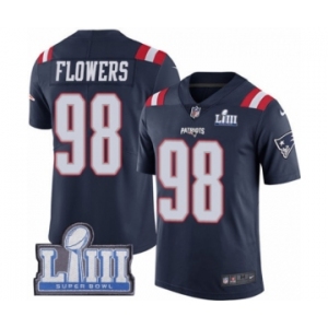 Youth Nike New England Patriots #98 Trey Flowers Limited Navy Blue Rush Vapor Untouchable Super Bowl LIII Bound NFL Jersey