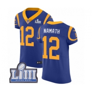 Men's Nike Los Angeles Rams #12 Joe Namath Royal Blue Alternate Vapor Untouchable Elite Player Super Bowl LIII Bound NFL Jersey