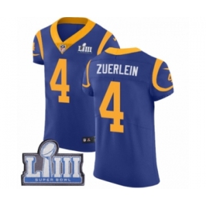 Men's Nike Los Angeles Rams #4 Greg Zuerlein Royal Blue Alternate Vapor Untouchable Elite Player Super Bowl LIII Bound NFL Jersey