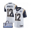 Men's Nike Los Angeles Rams #12 Joe Namath White Vapor Untouchable Limited Player Super Bowl LIII Bound NFL Jersey