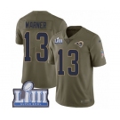 Men's Nike Los Angeles Rams #13 Kurt Warner Limited Olive 2017 Salute to Service Super Bowl LIII Bound NFL Jersey