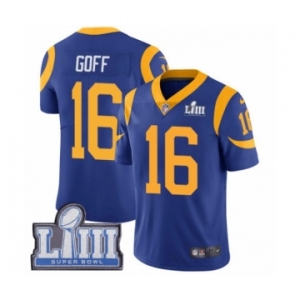 Men's Nike Los Angeles Rams #16 Jared Goff Royal Blue Alternate Vapor Untouchable Limited Player Super Bowl LIII Bound NFL Jersey
