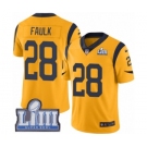 Men's Nike Los Angeles Rams #28 Marshall Faulk Limited Gold Rush Vapor Untouchable Super Bowl LIII Bound NFL Jersey