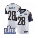 Men's Nike Los Angeles Rams #28 Marshall Faulk White Vapor Untouchable Limited Player Super Bowl LIII Bound NFL Jersey