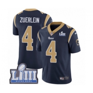 Men's Nike Los Angeles Rams #4 Greg Zuerlein Navy Blue Team Color Vapor Untouchable Limited Player Super Bowl LIII Bound NFL Jersey