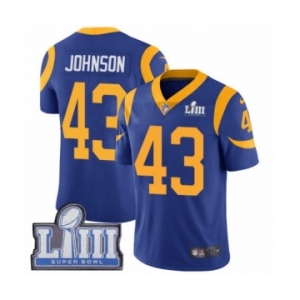Men's Nike Los Angeles Rams #43 John Johnson Royal Blue Alternate Vapor Untouchable Limited Player Super Bowl LIII Bound NFL Jersey
