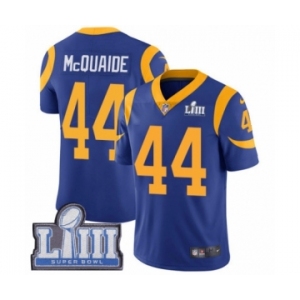Men's Nike Los Angeles Rams #44 Jacob McQuaide Royal Blue Alternate Vapor Untouchable Limited Player Super Bowl LIII Bound NFL Jersey