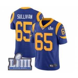 Men's Nike Los Angeles Rams #65 John Sullivan Royal Blue Alternate Vapor Untouchable Limited Player Super Bowl LIII Bound NFL Jersey