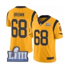 Men's Nike Los Angeles Rams #68 Jamon Brown Limited Gold Rush Vapor Untouchable Super Bowl LIII Bound NFL Jersey