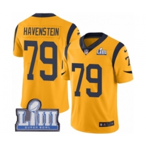 Men's Nike Los Angeles Rams #79 Rob Havenstein Limited Gold Rush Vapor Untouchable Super Bowl LIII Bound NFL Jersey