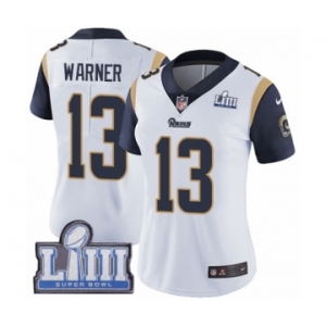 Women's Nike Los Angeles Rams #13 Kurt Warner White Vapor Untouchable Limited Player Super Bowl LIII Bound NFL Jersey