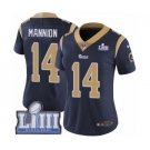 Women's Nike Los Angeles Rams #14 Sean Mannion Navy Blue Team Color Vapor Untouchable Limited Player Super Bowl LIII Bound NFL Jersey