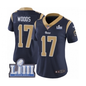 Women's Nike Los Angeles Rams #17 Robert Woods Navy Blue Team Color Vapor Untouchable Limited Player Super Bowl LIII Bound NFL Jersey