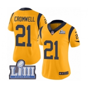 Women's Nike Los Angeles Rams #21 Nolan Cromwell Limited Gold Rush Vapor Untouchable Super Bowl LIII Bound NFL Jersey