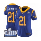 Women's Nike Los Angeles Rams #21 Nolan Cromwell Royal Blue Alternate Vapor Untouchable Limited Player Super Bowl LIII Bound NFL Jersey