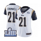 Women's Nike Los Angeles Rams #21 Nolan Cromwell White Vapor Untouchable Limited Player Super Bowl LIII Bound NFL Jersey