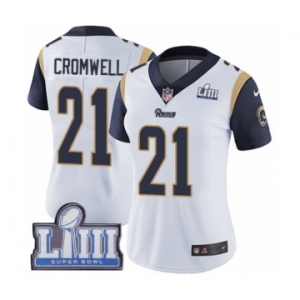 Women's Nike Los Angeles Rams #21 Nolan Cromwell White Vapor Untouchable Limited Player Super Bowl LIII Bound NFL Jersey