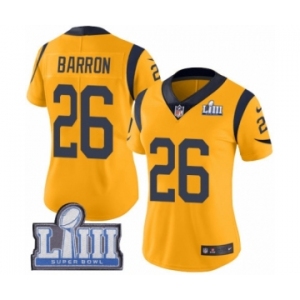 Women's Nike Los Angeles Rams #26 Mark Barron Limited Gold Rush Vapor Untouchable Super Bowl LIII Bound NFL Jersey