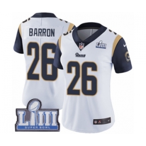 Women's Nike Los Angeles Rams #26 Mark Barron White Vapor Untouchable Limited Player Super Bowl LIII Bound NFL Jersey