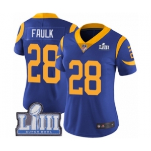 Women's Nike Los Angeles Rams #28 Marshall Faulk Royal Blue Alternate Vapor Untouchable Limited Player Super Bowl LIII Bound NFL Jersey