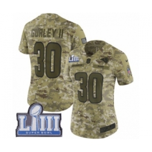 Women's Nike Los Angeles Rams #30 Todd Gurley Limited Camo 2018 Salute to Service Super Bowl LIII Bound NFL Jersey