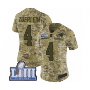 Women's Nike Los Angeles Rams #4 Greg Zuerlein Limited Camo 2018 Salute to Service Super Bowl LIII Bound NFL Jersey