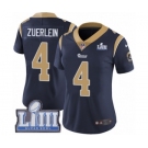Women's Nike Los Angeles Rams #4 Greg Zuerlein Navy Blue Team Color Vapor Untouchable Limited Player Super Bowl LIII Bound NFL Jersey