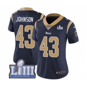 Women's Nike Los Angeles Rams #43 John Johnson Navy Blue Team Color Vapor Untouchable Limited Player Super Bowl LIII Bound NFL Jersey